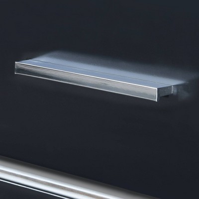 Lennox Black MDF 2-Drawer Nightstand with Chrome Handles