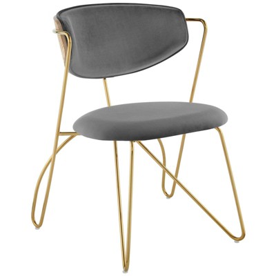 Prevail Gold Stainless Steel Dining & Accent Performance Velvet Chair Gold/Gray - Modway