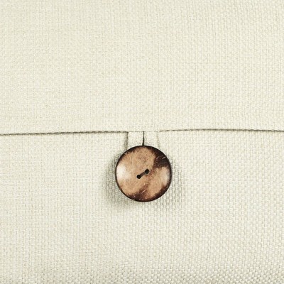 Ivory Woven Button Detail Lumbar Pillow Cover 13" x 20"