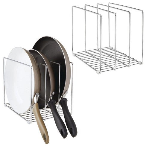 mDesign Metal Kitchen Shelf Stackable Organizer Storage Rack, 2 Pack - Chrome