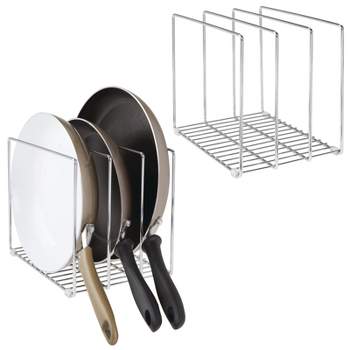 mDesign Steel Cookware Storage Organizer Rack for Kitchen - 2 Pack