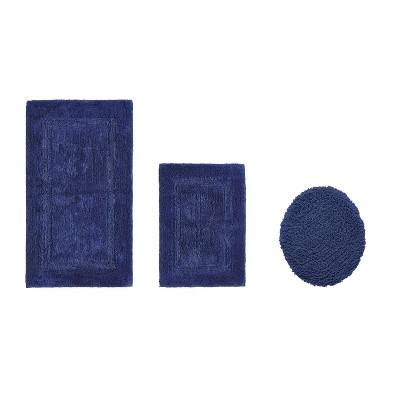 Lux Premium 100% Cotton  Ultra-Soft Tufted Solid Reversible 3 Piece Bath Rug Set, Water-Absorbent, Durable, Machine Washable Bathroom Rug