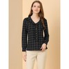 Allegra K Women's Cute Collar Checked Long Sleeve Button-Down Shirts - 3 of 4