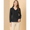 Allegra K Women's Cute Collar Checked Long Sleeve Button-Down Shirts - image 3 of 4