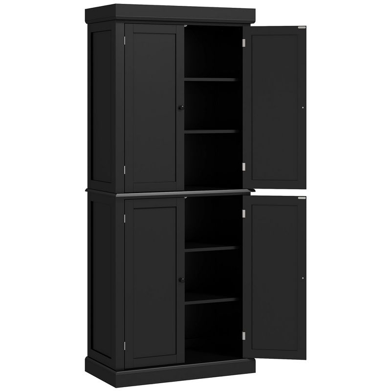 HOMCOM Freestanding Modern 4 Door Kitchen Pantry, Storage Cabinet Organizer with 6-Tier Shelves, and 4 Adjustable Shelves, 4 of 7