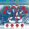 Summer Pool Basketball Hoop Toy Set With 4 Basketballs 4 Circles Pump Floating Swimming Pool Basketball Games Poolside Water Play Toy For 3-12Years - 4 of 4