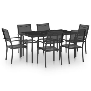 vidaXL Patio Dining Set Outdoor Table and Chair Patio Conversation Set Steel - 1 of 4