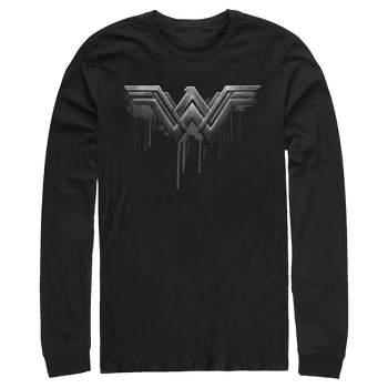 Men's Zack Snyder Justice League Wonder Woman Silver Logo Long Sleeve Shirt