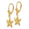 Black Bow Jewelry 12mm Textured Starfish Lever Back Earrings in 14k Yellow Gold - 2 of 4