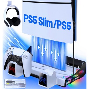 Beboncool PS5/PS5 Silm Cooling Stand with Dual Controller Charger Station White - 1 of 4