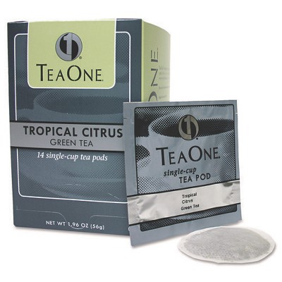 Tea One Tea Pods, Tropical Citrus Green, 14/Box