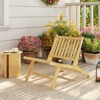 Tangkula Teak Wood Outdoor Reclining Chair Natural Mid Century Accent Chair w/ Backrest - 2 of 4
