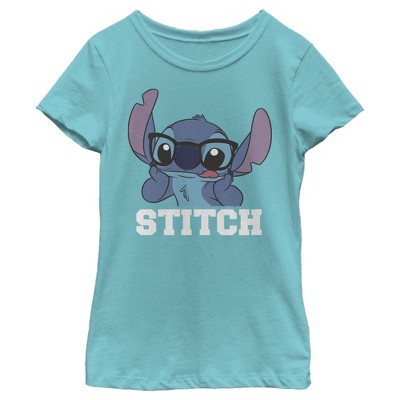 Boy's Lilo & Stitch Glasses Stitch T-Shirt - Royal Blue - Large