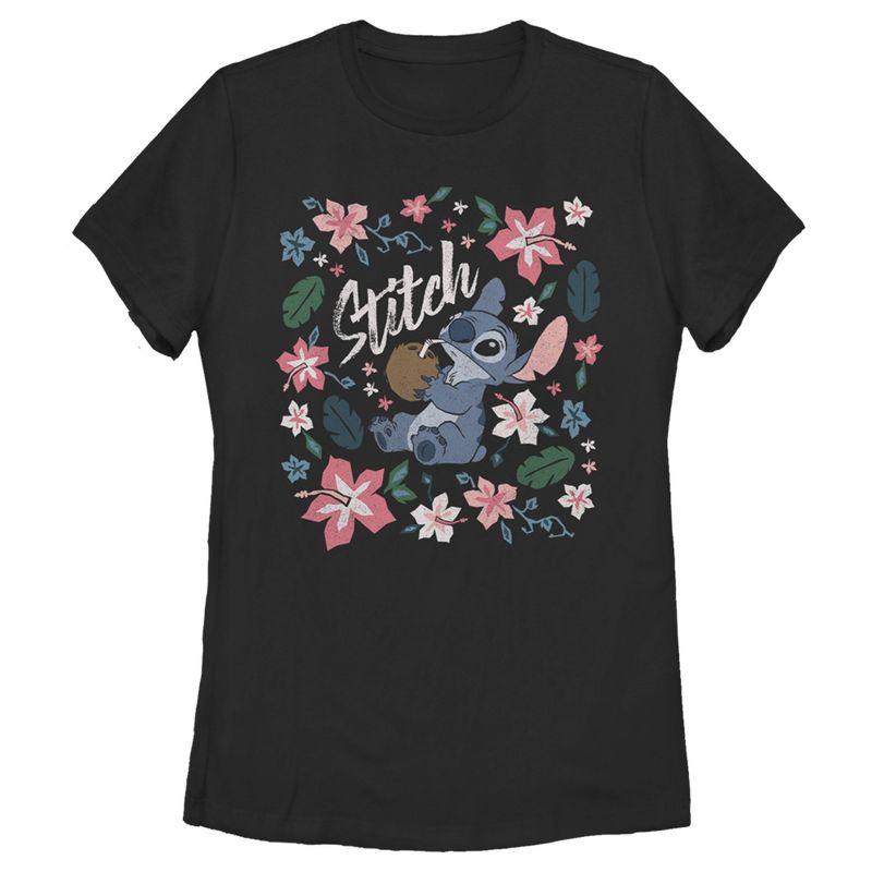 Women's Lilo & Stitch Flowers and a Coconut T-Shirt, 1 of 5