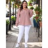 Women's Plus Size V Neck Striped Long Sleeve Button Down Blouses - Agnes Orinda - 3 of 4
