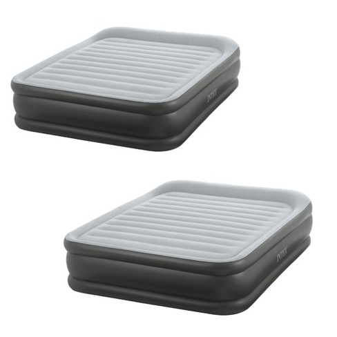Intex Queen Deluxe Pillow Rest Fiber Tech Raised Air Mattress With