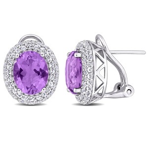 EVERLY JEWELRY | Sterling Silver 5 2/5 CT TGW Amethyst White Topaz Fashion Post Earrings - 1 of 4