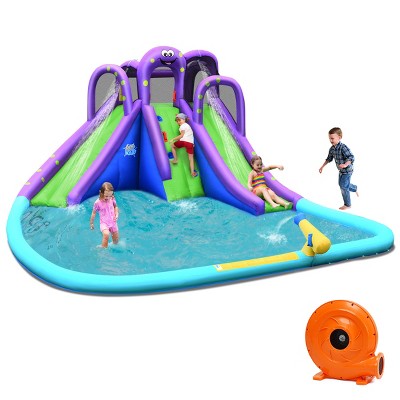 Infans Inflatable Water Park Octopus Bounce House Dual Slide Climbing Wall W/ Blower