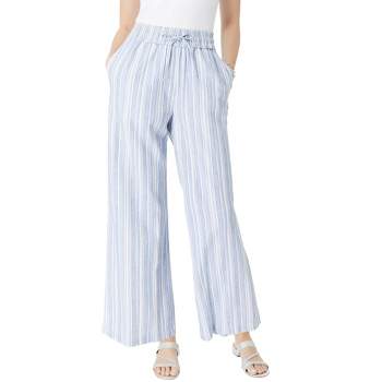 Roaman's Women's Plus Size Linen Wide-leg Pant - 16 W, White : Target