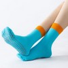 Anna-Kaci Women's Crew Grip Socks 2-Pack with Contrast Cuffs and Raised Textured Soles for Indoor Comfort - 2 of 4