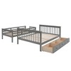 PAGED Simple Wooden Bunk Bed Loft Bed, Twin over Twin Bed Frame with 3 Drawers, Storage Stairs and Guardrail for Kids, Teens - 3 of 4
