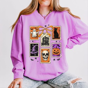 Simply Sage Market Coquette Halloween Stamps Lightweight Garment Dyed Sweatshirt - 1 of 4