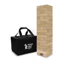 Yard Games On the Go Large Tumbling Timbers Wood Tower Stacking Outdoor Party Game w/ 56 Premium Pine Blocks & Nylon Carrying Case, Starting at 2 Feet