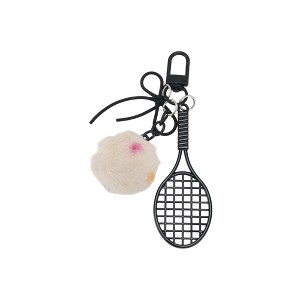 Unique Bargains Plush Tennis Racket Handbag Charms Keychain 1 Pc