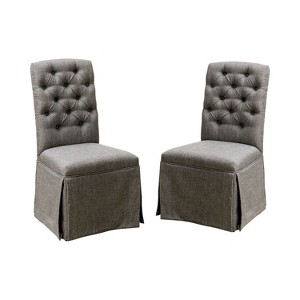 Set of 2 Palmquist Transitional Button Tufted Dining Chair Gray - ioHOMES