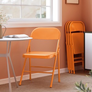 Metal Folding Chairs , Double-Hinged Heavy Duty Steel Frame, Foldable & Stackable - 1 of 4