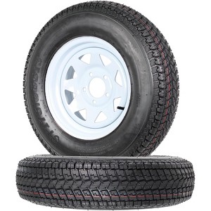 Trailer Tires Rims ST175/80D13 175 80 13 Tire, 5 Lug on 4.5", White Spoke Wheel Load Range C, 6 PLY, Set of 2 - 1 of 4