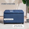HOMCOM Fabric Tufted Storage Ottoman with Flip Top Seat Lid, Metal Hinge and Stable Eucalyptus Wood Frame for Living Room, Entryway, or Bedroom, Blue - 3 of 4