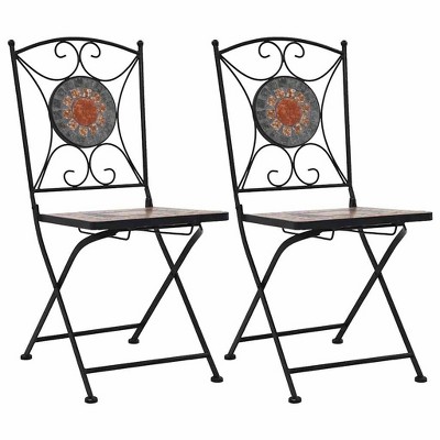 vidaXL Garden Chair Set of 2 Brown, Black, Cream