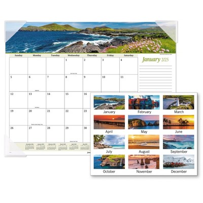 Seascape Panoramic Desk Pad Seascape Panoramic Photography 22 x 17 White Sheets Clear Corners 12-Month (Jan-Dec): 2025