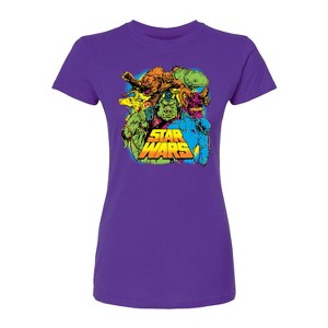 Women's - Star Wars - Neon Alien Creatures Fitted Graphic T-Shirt - 1 of 1
