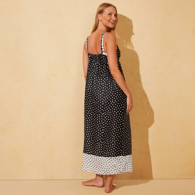 Shade & Shore Women's Polka Dot Open Tie Front Swim Cover Up Maxi Dress - Shade & Shore™ Black/White S — фото 2