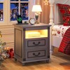 Fredees 3-color LED light nightstand with drawer storage and four solid wood legs - 3 of 4