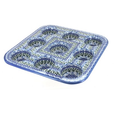 Blue Rose Polish Pottery 335 Vena Muffin Pan : Target