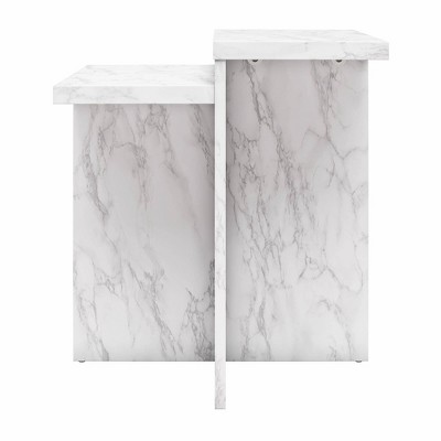 Brielle White Faux Marble Rectangular End Table