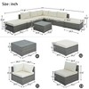 8-Pieces Outdoor Patio Furniture Sets, Garden Conversation Wicker Sofa Set, Single Sofa Combinable, Beige Cushions Gray Wicker - 4 of 4