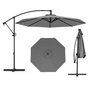 Tangkula 10 FT Patio Offset Umbrella w/ X-shaped Base Infinite Tile & 360° Rotation - 1 of 4