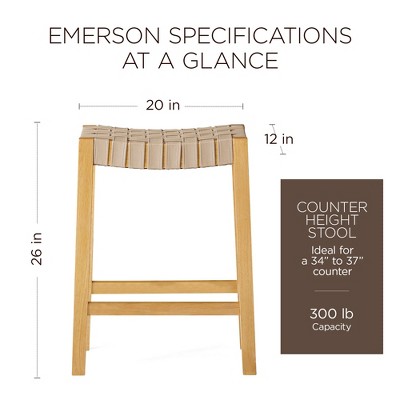 Weathered Natural Wood Backless Saddle Counter Stool with Vegan Leather Seat
