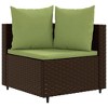 vidaXL Patio Sofa Set with Cushions Lounge Setting Outdoor Furniture Poly Rattan - Brown and Green - 3 of 4