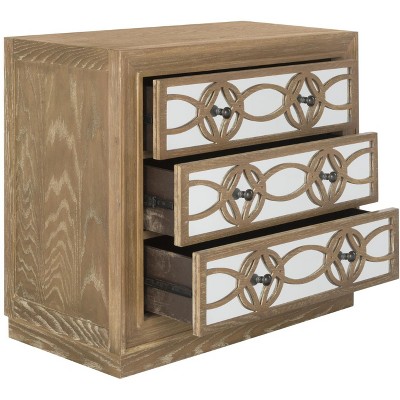 Rustic Oak and Mirrored 3-Drawer Transitional Chest