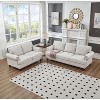 Modern Classic Upholstered Sofa, Polyester/Faux Leather Sofa Couch with Nailhead Trim & Storage - ModernLuxe - 2 of 4