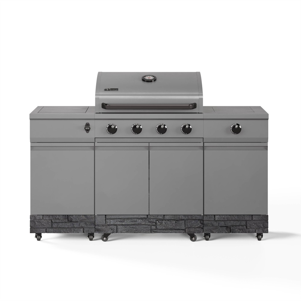 Photos - BBQ / Grill TYTUS 5-Burner Fresno Island 60000 BTU Gas Grill TDT-021-0103 Graphite Stone & Gunmetal