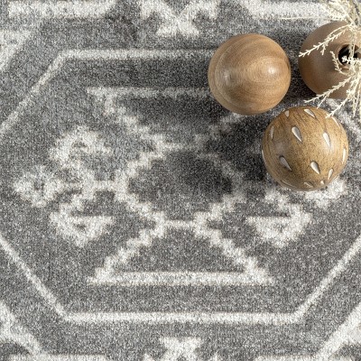 Kyleigh Dark Grey Southwestern Washable Synthetic Area Rug