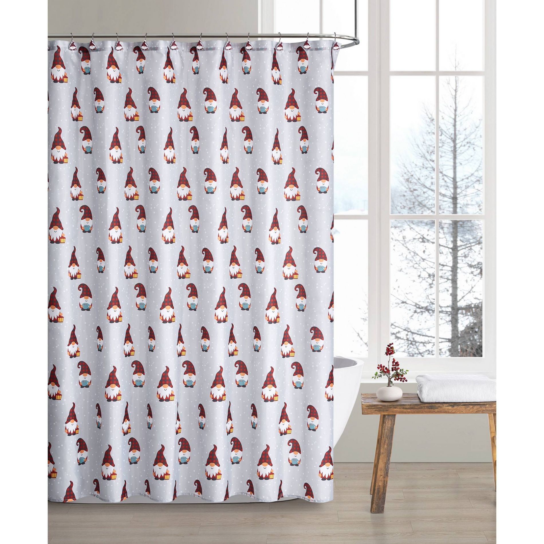VCNY Holiday Gnome 13pc Shower Curtain Set