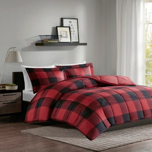Red/Black Brooks 3M Scotchgard Down Alt Comforter Mini Set Twin/Twin XL