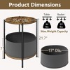 SKONYON Round Side Table with Fabric Basket Set of 2, Sofa Table with Metal Frame & Wood Top for Living Room, Dorm, Bedroom - 4 of 4